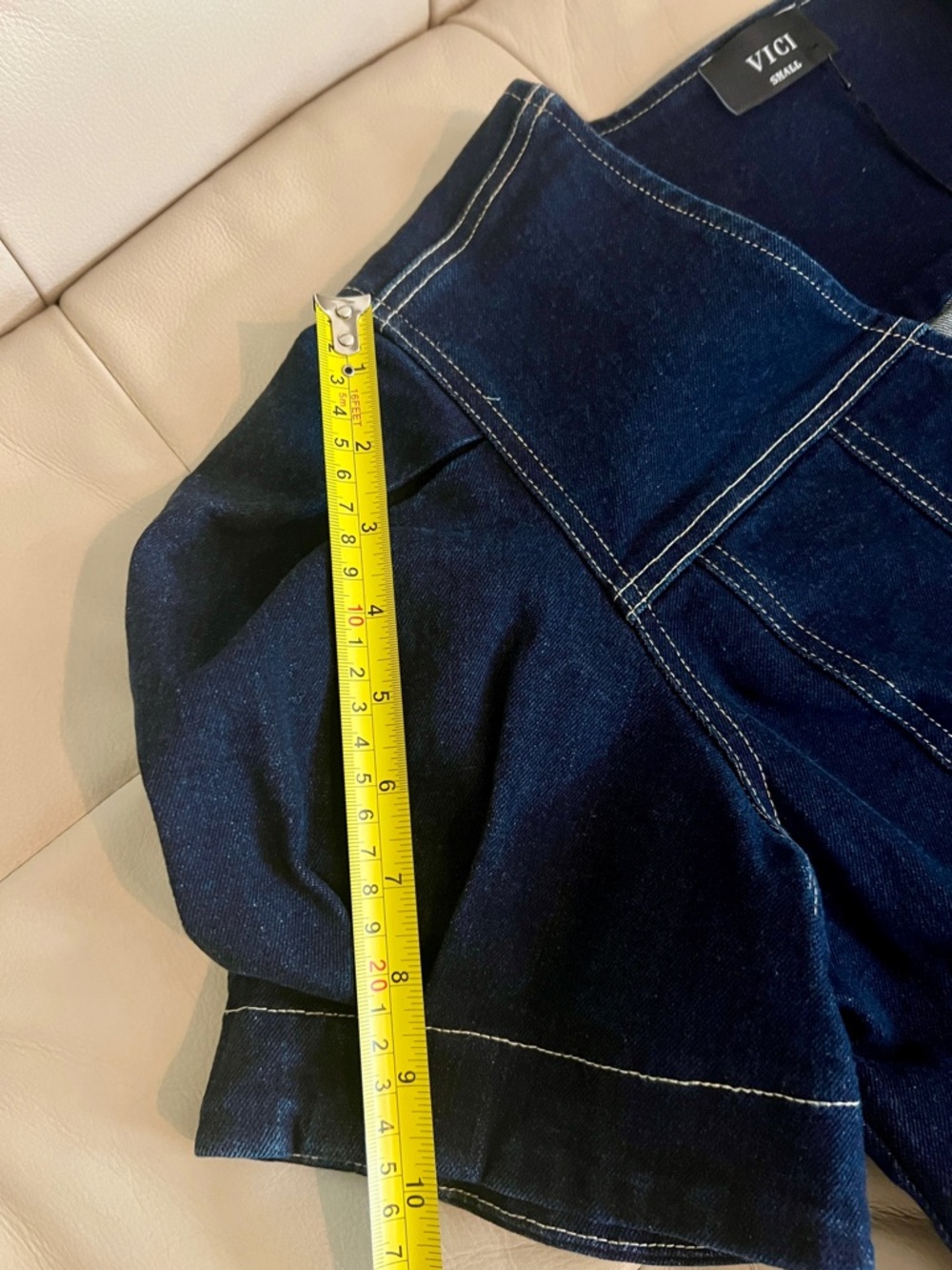 Vici Timko Waist Tie Denim Mini Dress in Dark Blue - Picture 16 of 16